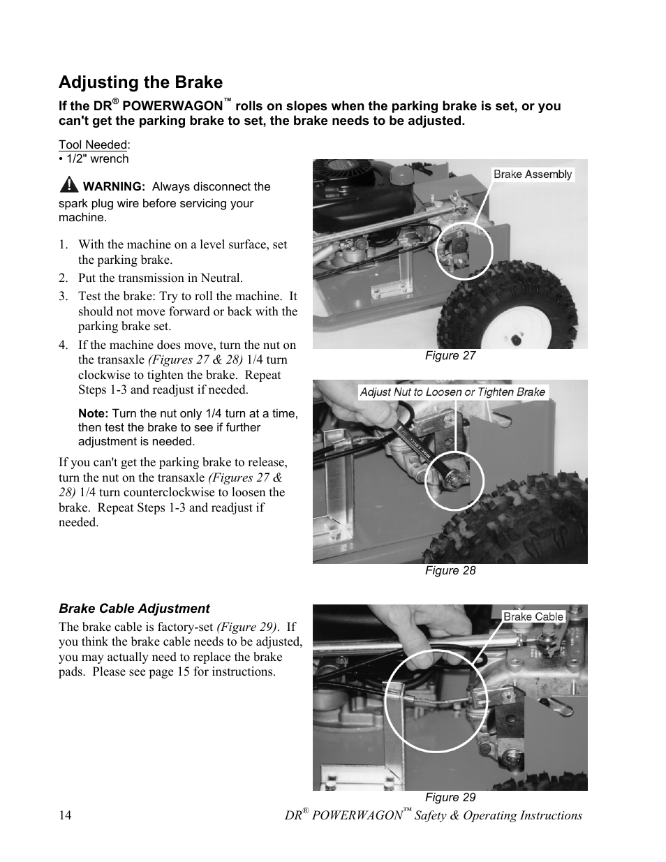 Adjusting the brake | Country Home Products SUBURBANTM User Manual | Page 20 / 36