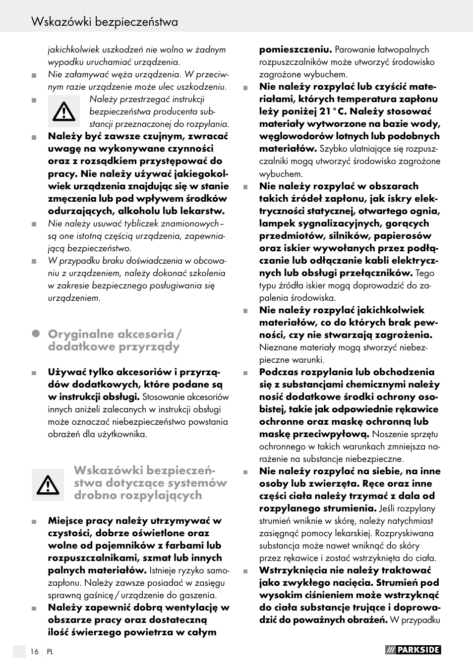 Parkside PDFP 500 A1 User Manual | Page 16 / 61