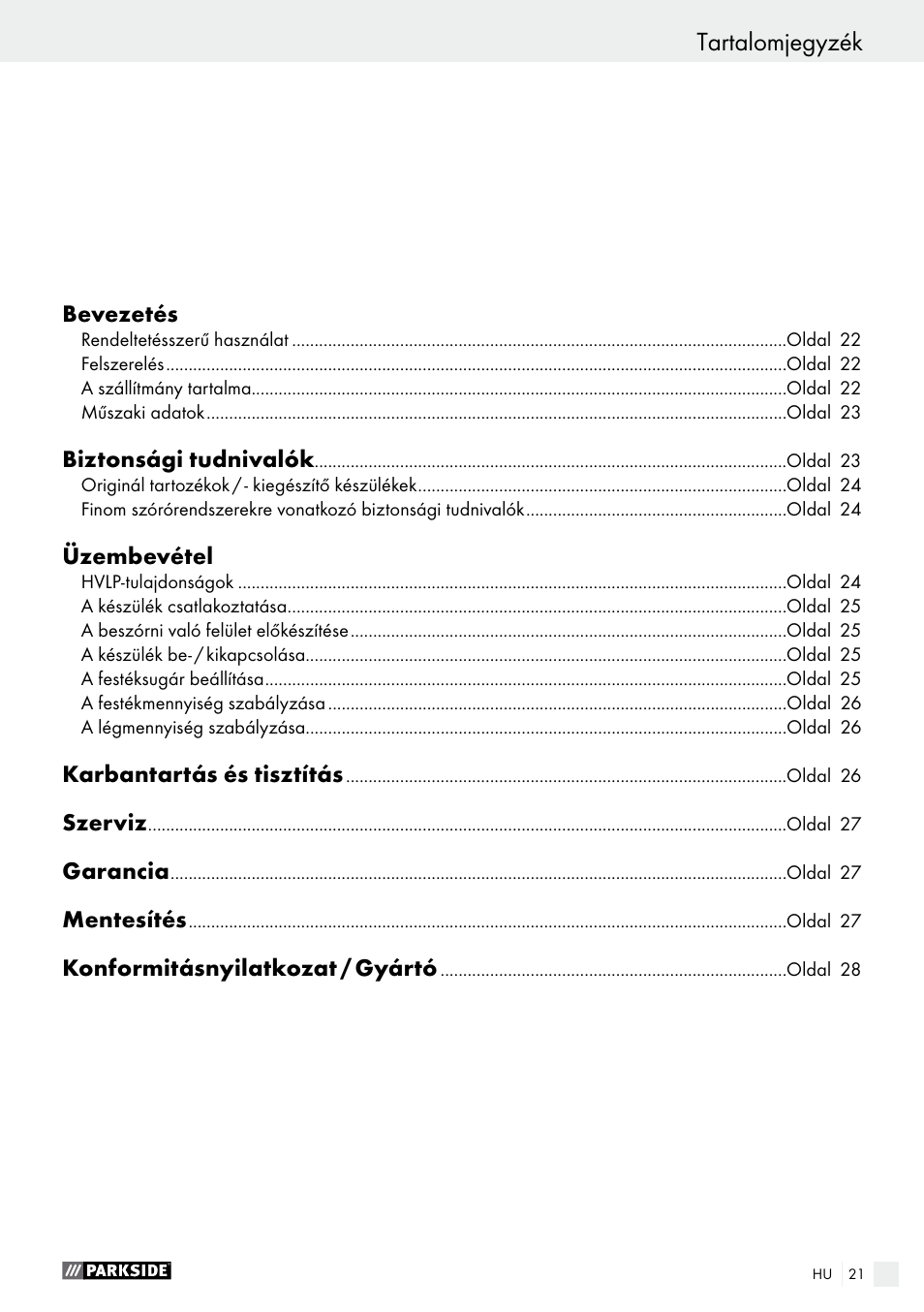 Parkside PDFP 500 A1 User Manual | Page 21 / 61