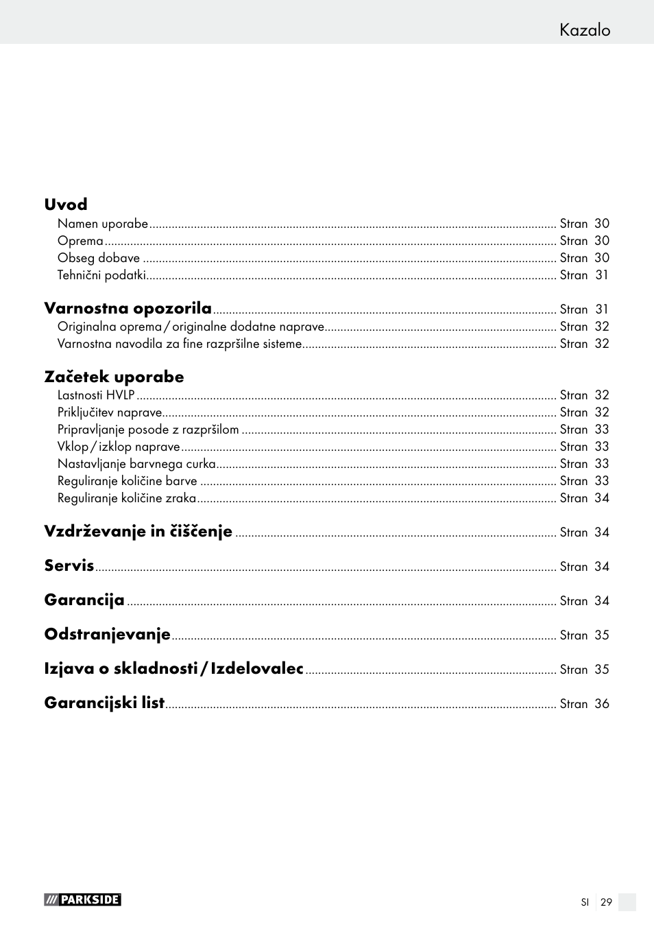 Konformitásnyilatkozat / gyártó kazalo | Parkside PDFP 500 A1 User Manual | Page 29 / 61