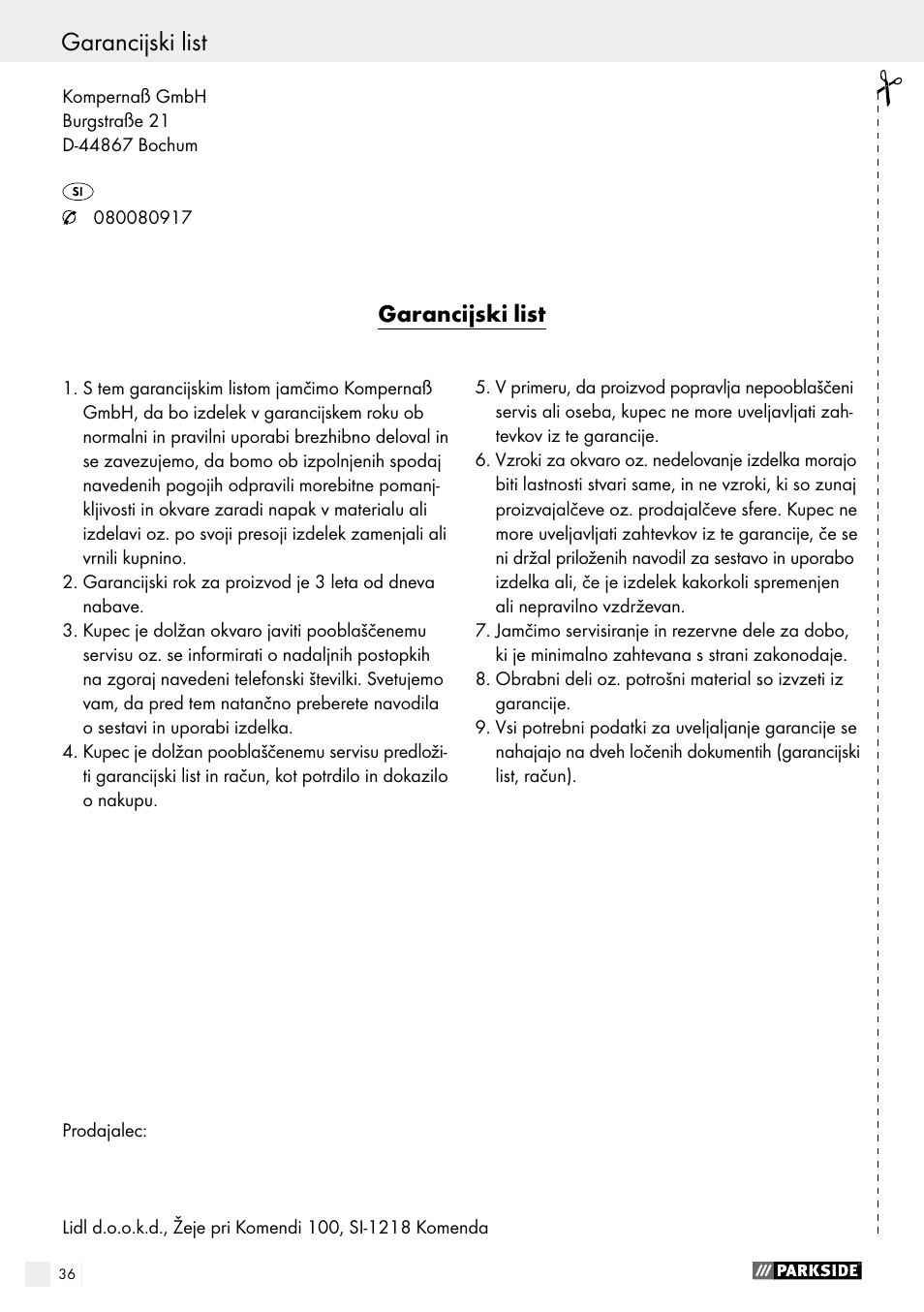 Parkside PDFP 500 A1 User Manual | Page 36 / 61