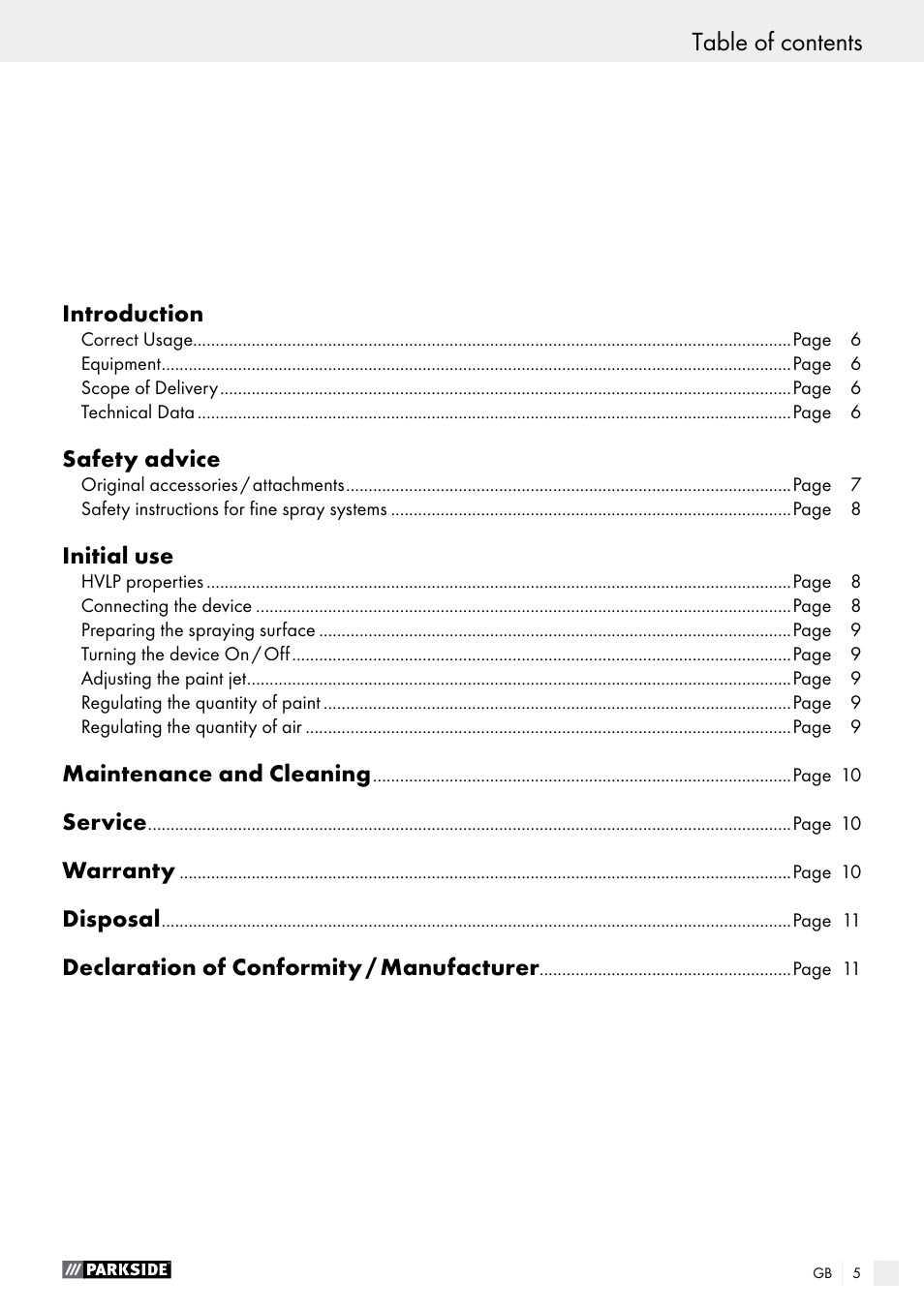 Parkside PDFP 500 A1 User Manual | Page 5 / 61