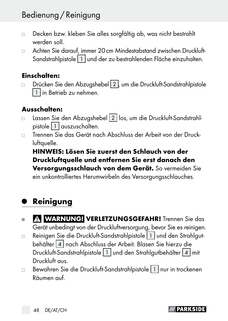 Service / garantie bedienung / reinigung, Reinigung | Parkside PDSP 1000 A1 User Manual | Page 48 / 53