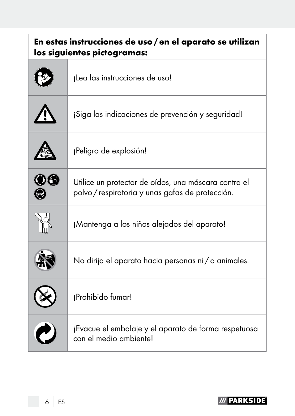 Introducción | Parkside PDSP 1000 A1 User Manual | Page 6 / 53