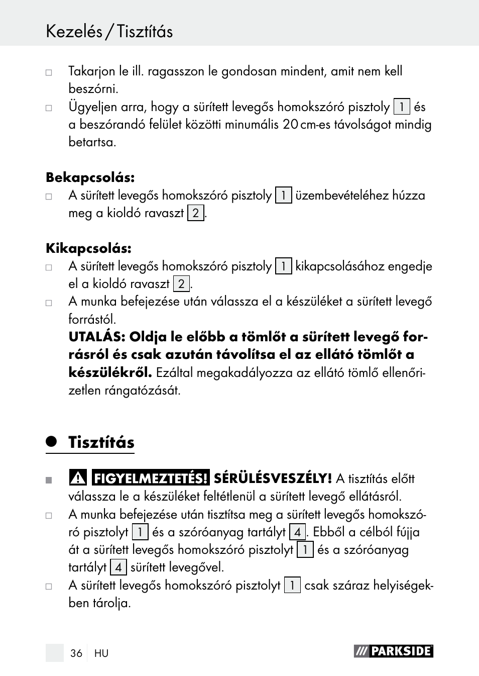 Szerviz / garancia kezelés / tisztítás, Tisztítás | Parkside PDSP 1000 A1 User Manual | Page 36 / 89