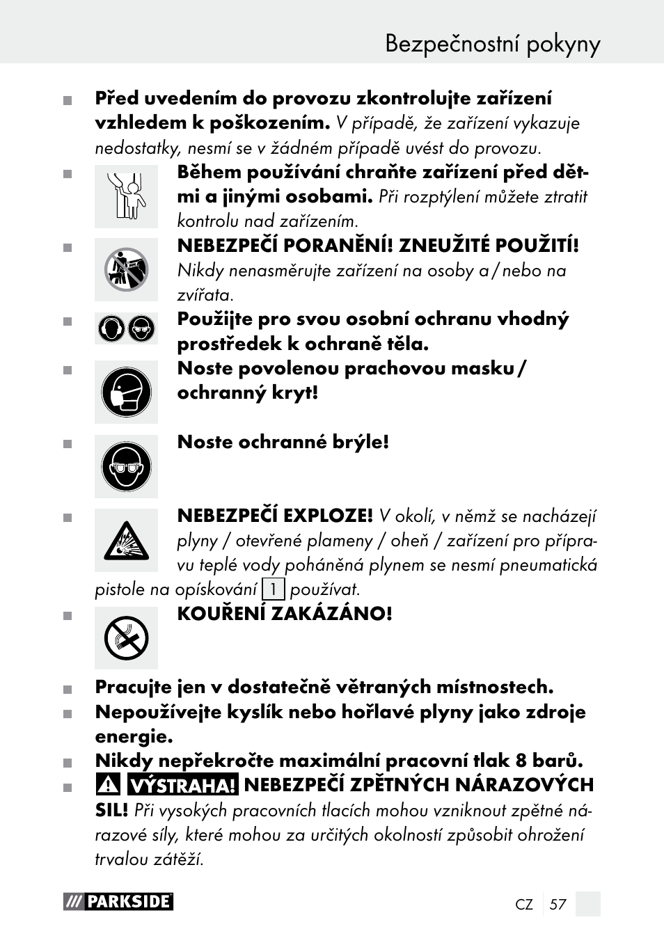 Bezpečnostní pokyny úvod / bezpečnostní pokyny | Parkside PDSP 1000 A1 User Manual | Page 57 / 89
