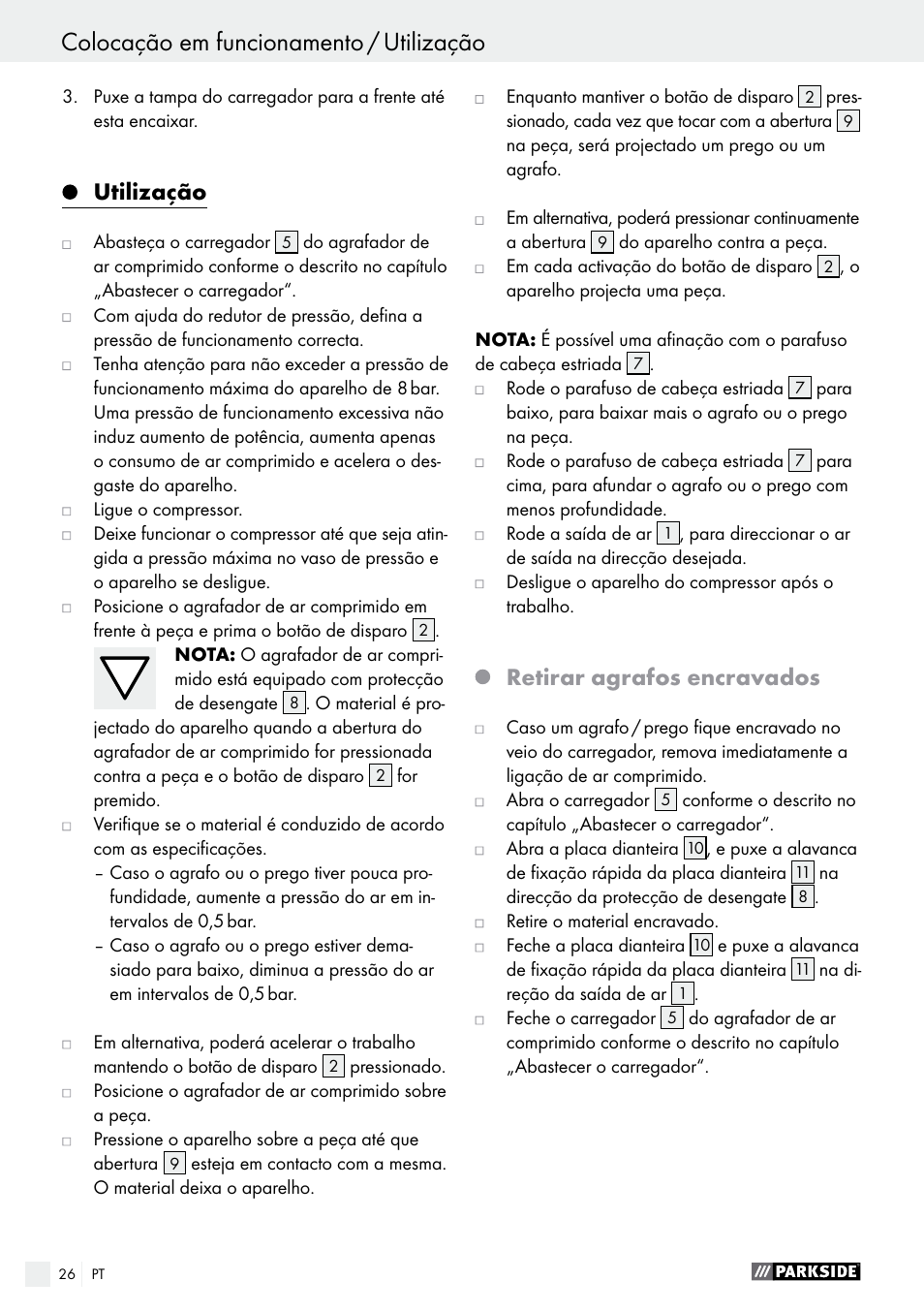 Utilização, Retirar agrafos encravados | Parkside PDT 40 B2 User Manual | Page 26 / 45