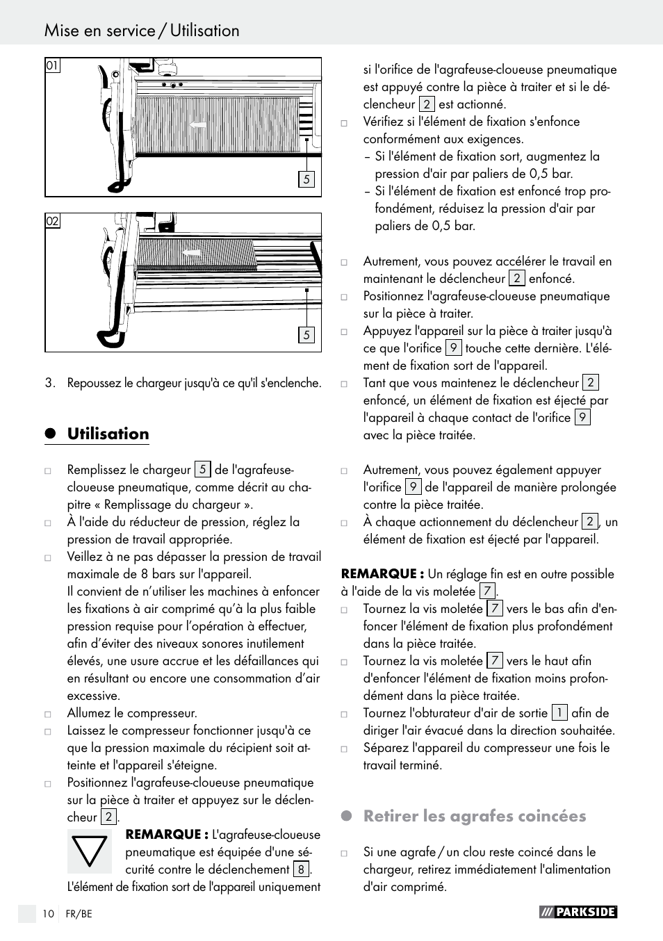 Utilisation, Retirer les agrafes coincées | Parkside PDT 40 B2 User Manual | Page 10 / 37