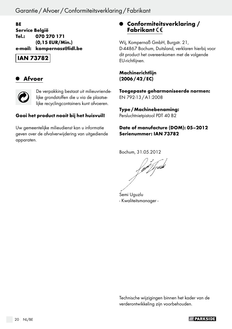 Parkside PDT 40 B2 User Manual | Page 20 / 37
