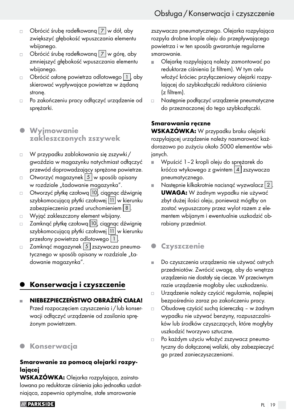 Wyjmowanie zakleszczonych zszywek, Konserwacja i czyszczenie, Konserwacja | Czyszczenie | Parkside PDT 40 B2 User Manual | Page 19 / 57