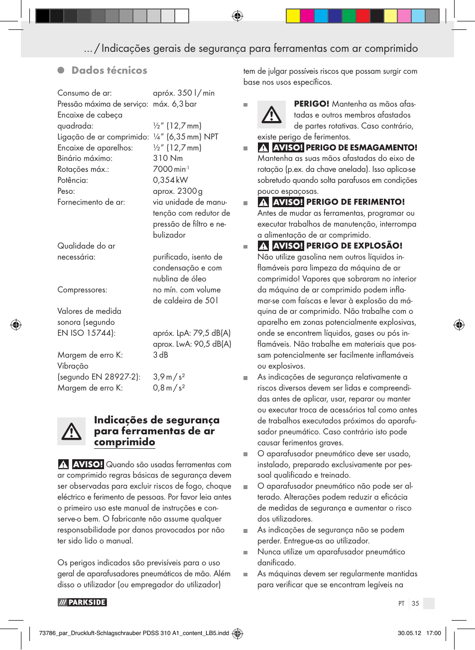 Dados técnicos | Parkside PDSS 310 A1 User Manual | Page 35 / 72