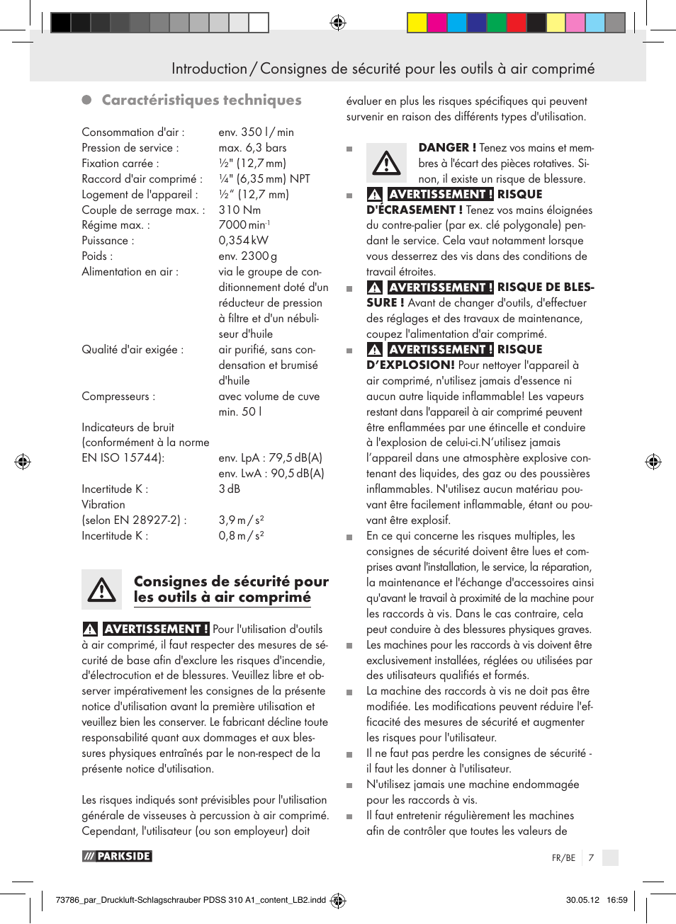 Caractéristiques techniques | Parkside PDSS 310 A1 User Manual | Page 7 / 59