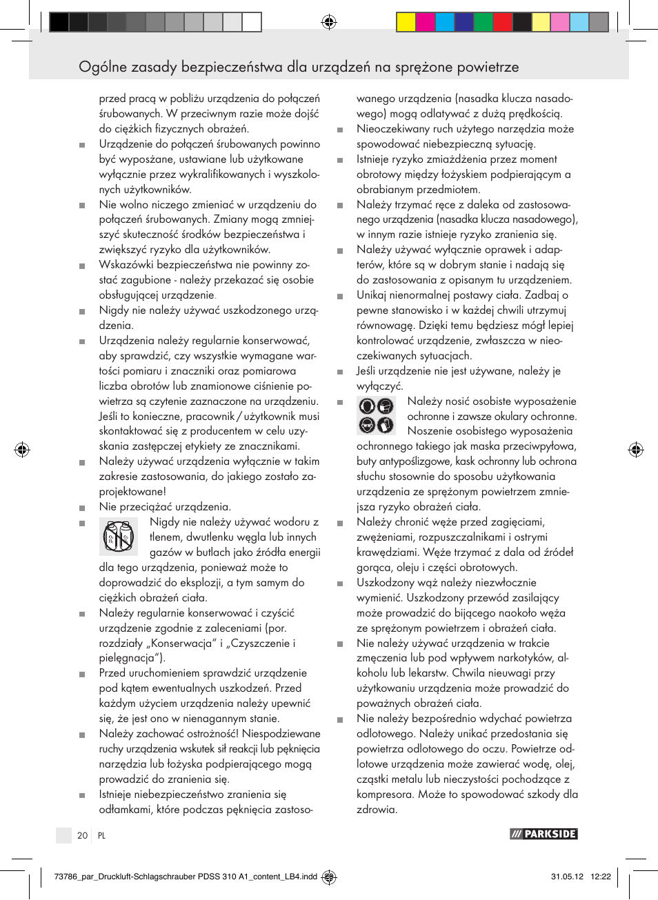 Parkside PDSS 310 A1 User Manual | Page 20 / 98