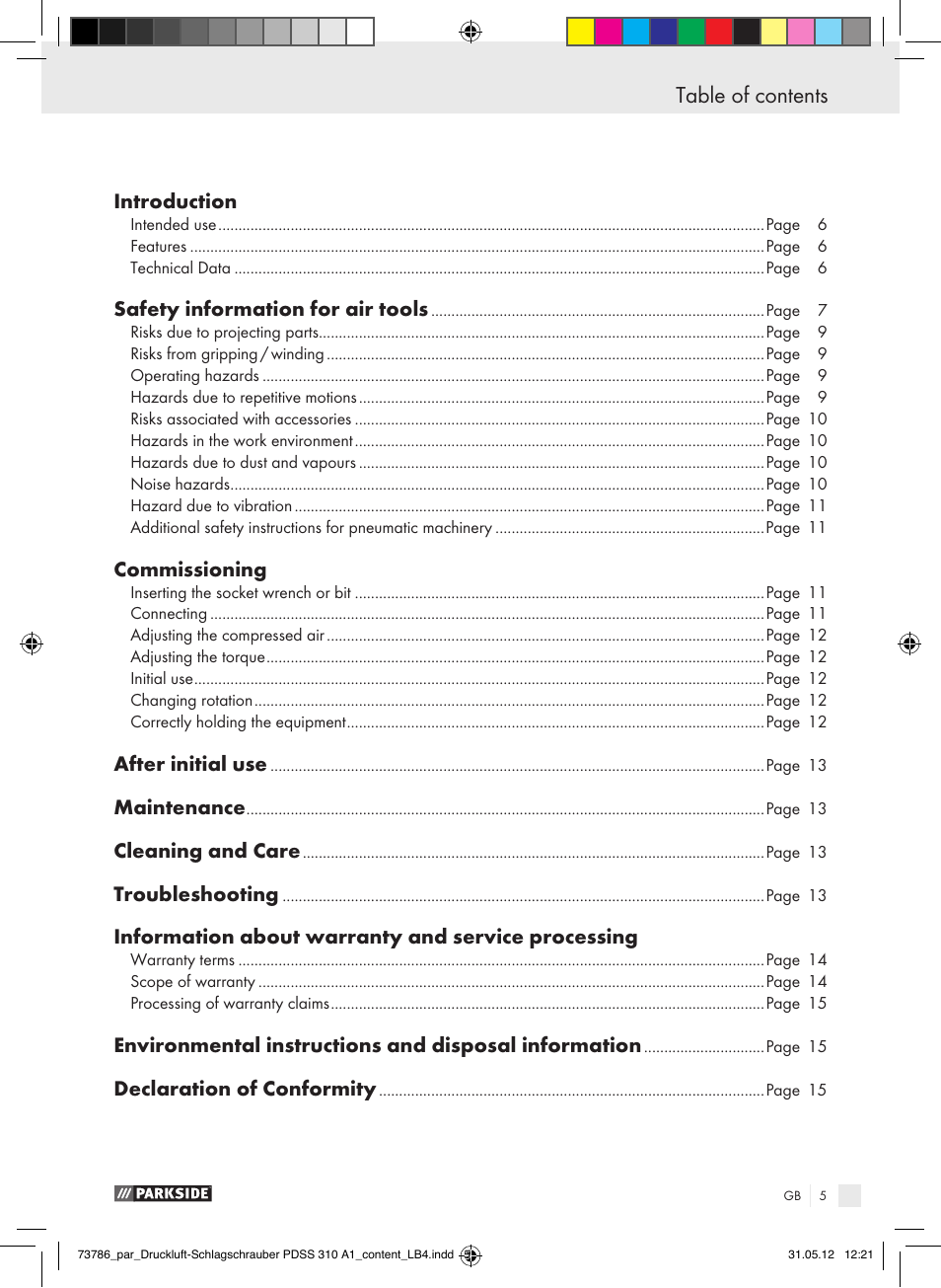 Parkside PDSS 310 A1 User Manual | Page 5 / 98