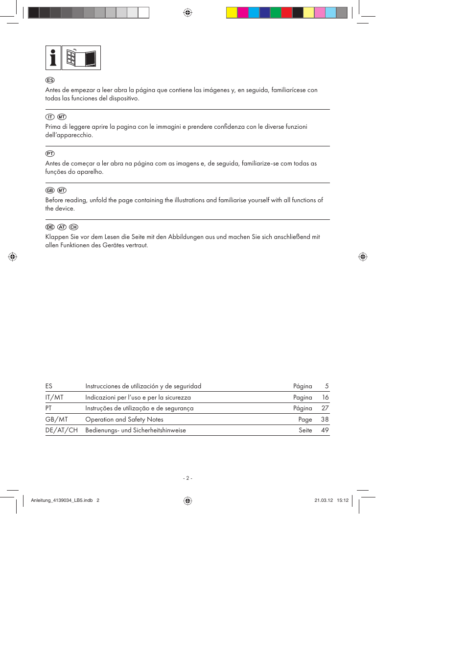 F a c | Parkside PDMH 4500 A2 User Manual | Page 2 / 62