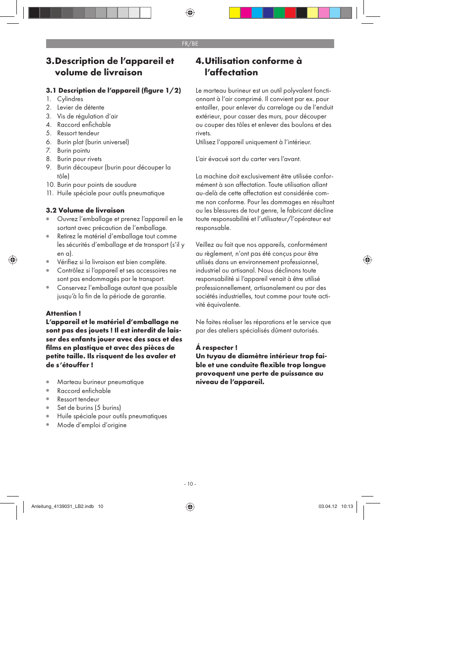 Description de l’appareil et volume de livraison, Utilisation conforme à l’affectation | Parkside PDMH 4500 A2 User Manual | Page 10 / 50