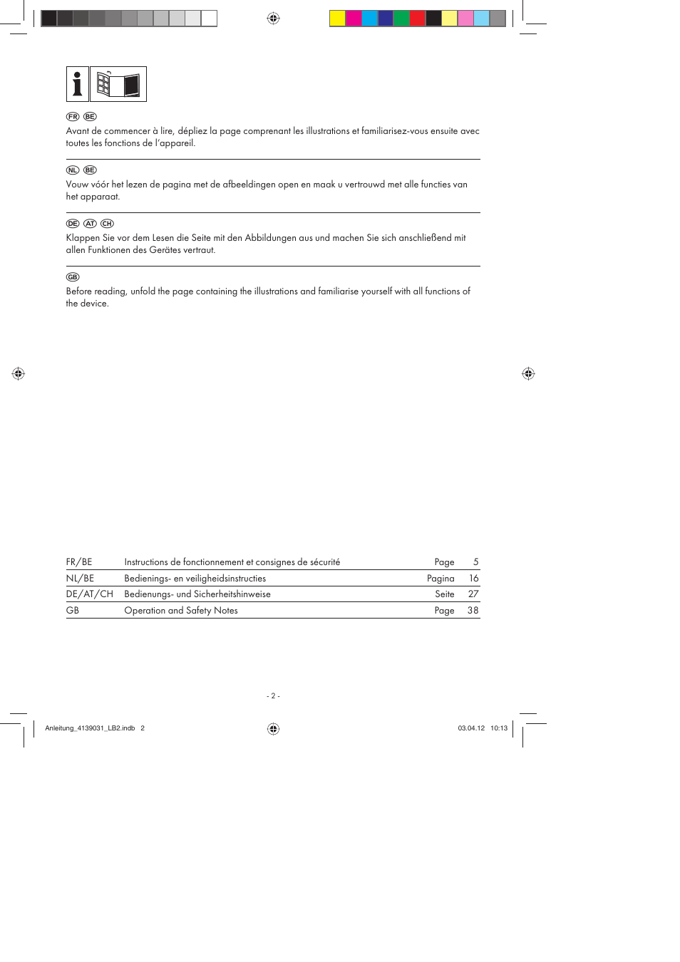 F a c | Parkside PDMH 4500 A2 User Manual | Page 2 / 50