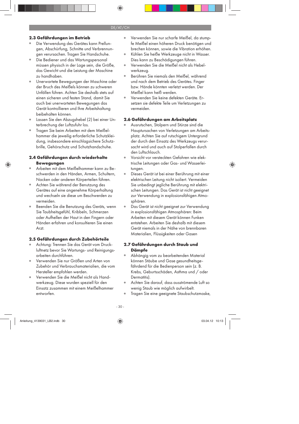 Parkside PDMH 4500 A2 User Manual | Page 30 / 50