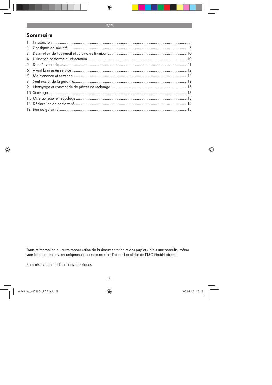 Sommaire | Parkside PDMH 4500 A2 User Manual | Page 5 / 50