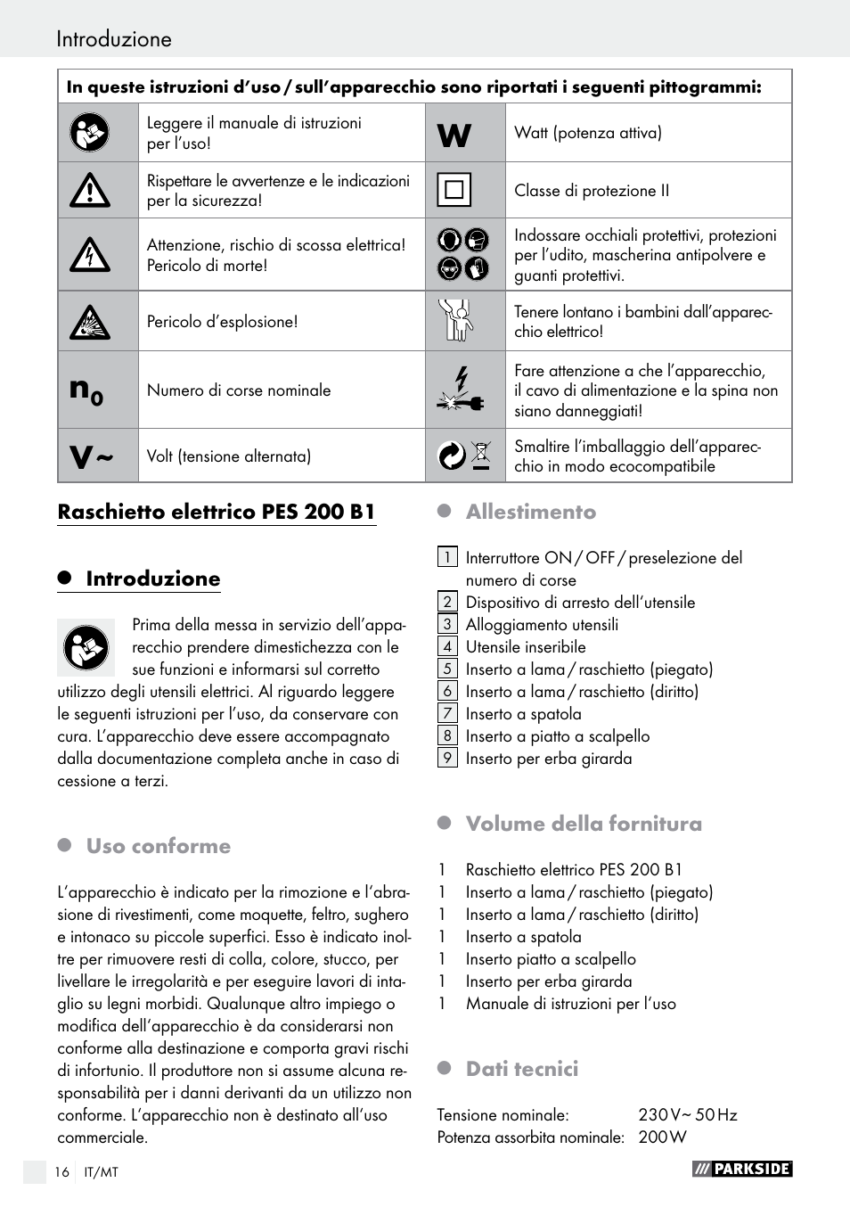 Parkside PES 200 B1 User Manual | Page 16 / 40