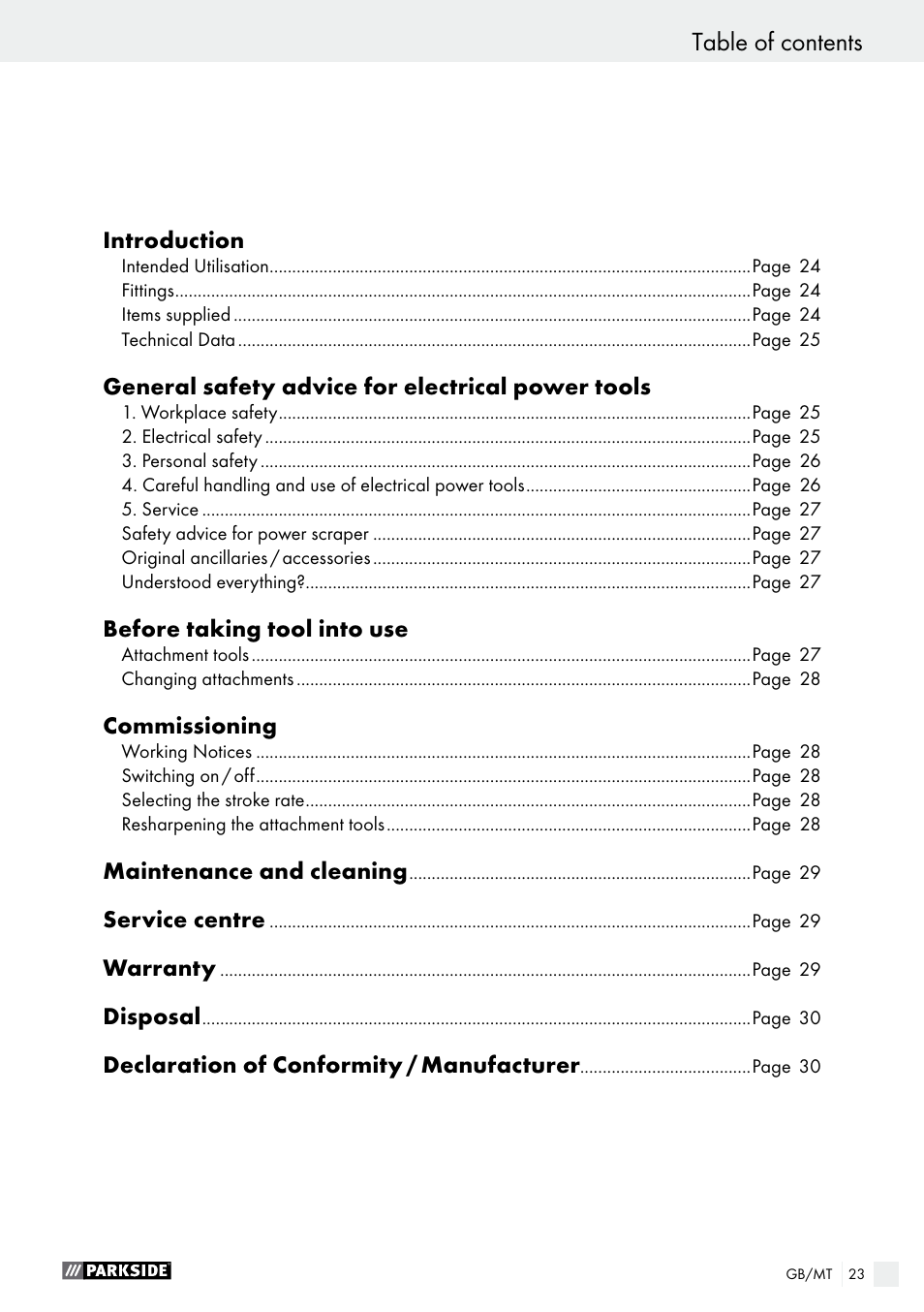 Parkside PES 200 B1 User Manual | Page 23 / 40