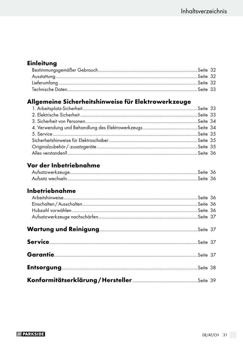 Parkside PES 200 B1 User Manual | Page 31 / 40