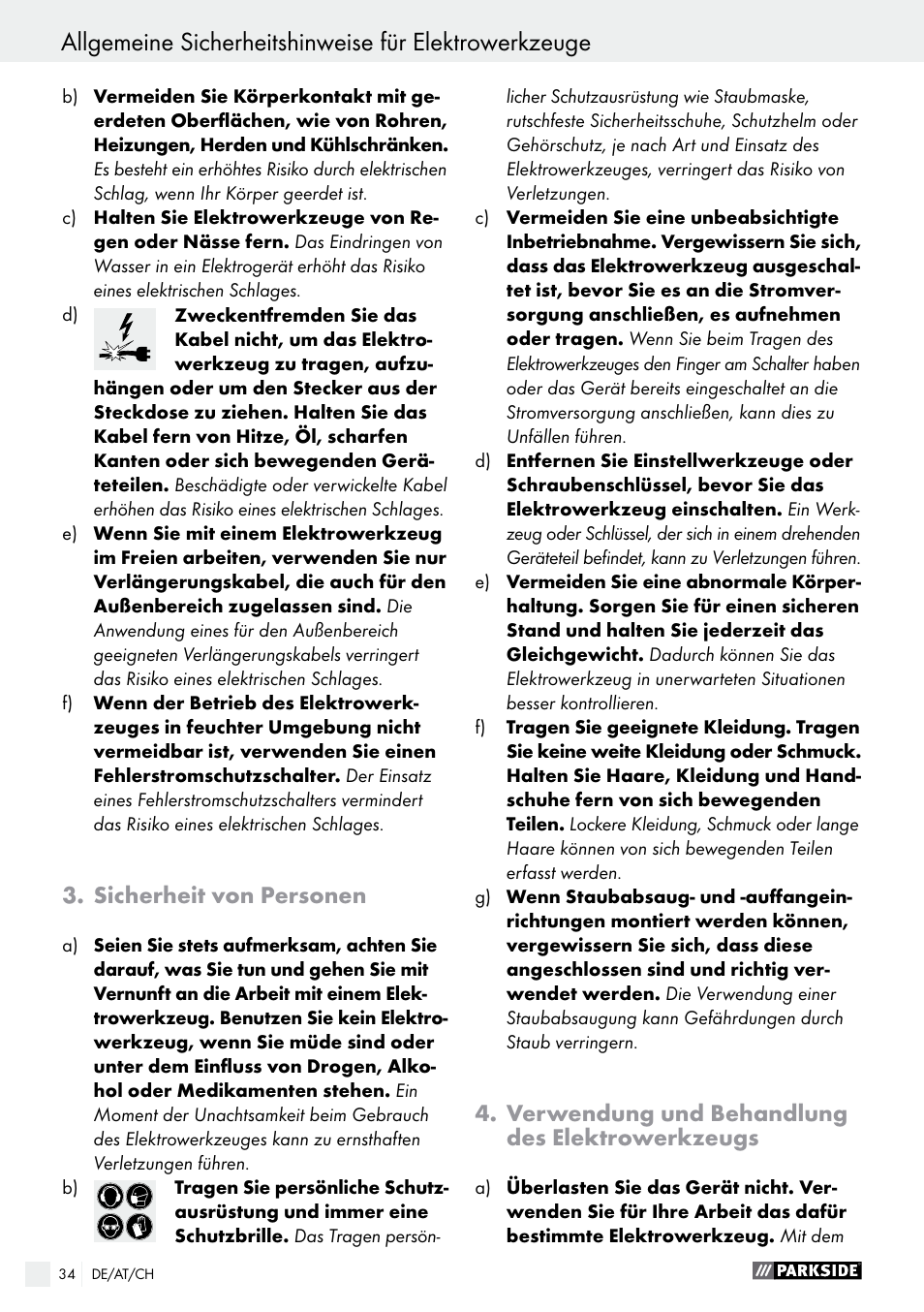 Parkside PES 200 B1 User Manual | Page 34 / 40