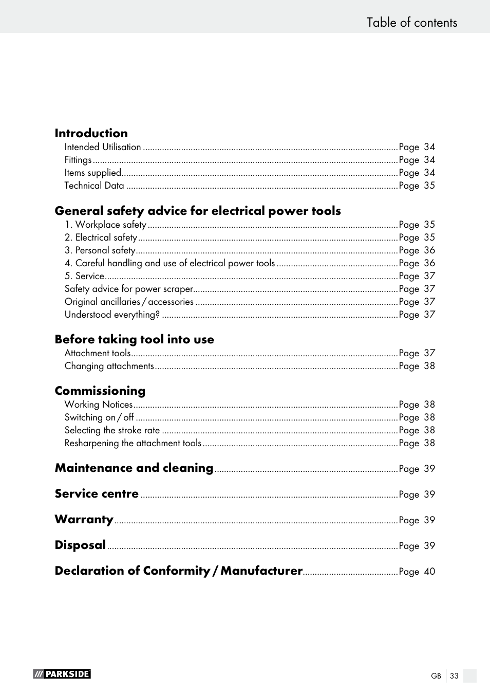 Parkside PES 200 B1 User Manual | Page 33 / 41