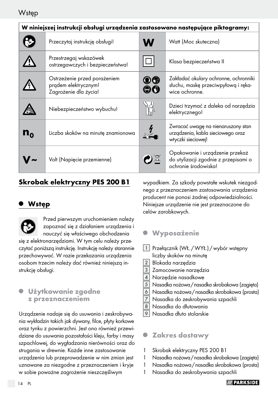 Parkside PES 200 B1 User Manual | Page 14 / 58