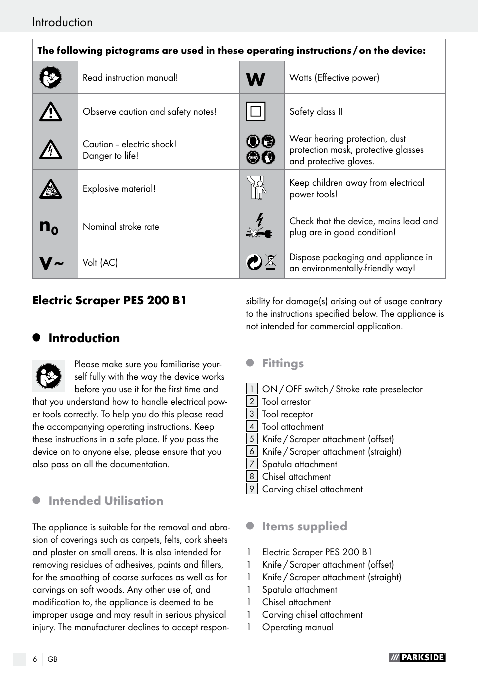 Parkside PES 200 B1 User Manual | Page 6 / 58