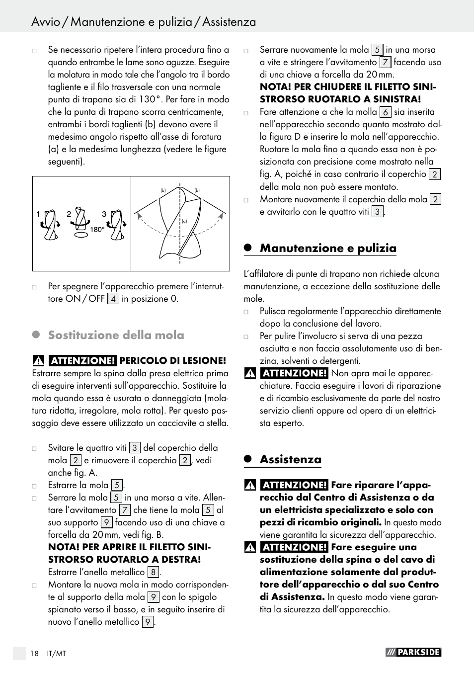 Sostituzione della mola, Manutenzione e pulizia, Assistenza | Parkside PBSG 95 A1 User Manual | Page 18 / 45