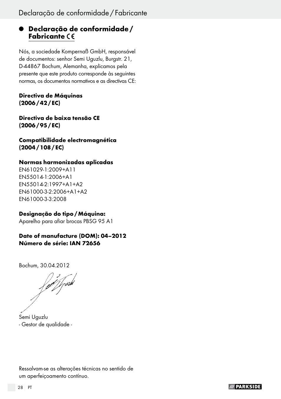 Parkside PBSG 95 A1 User Manual | Page 28 / 45