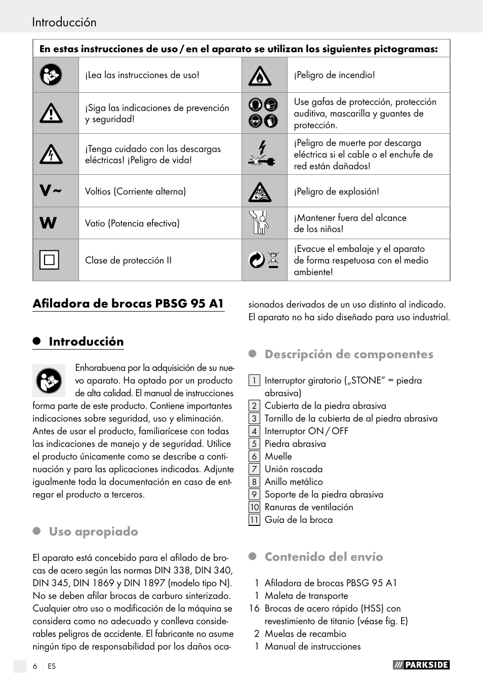 Parkside PBSG 95 A1 User Manual | Page 6 / 45