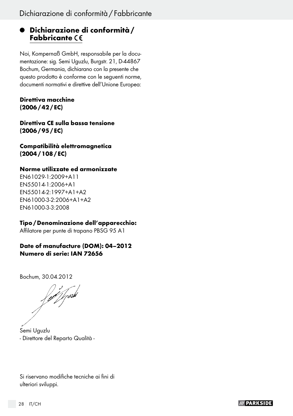 Parkside PBSG 95 A1 User Manual | Page 28 / 36