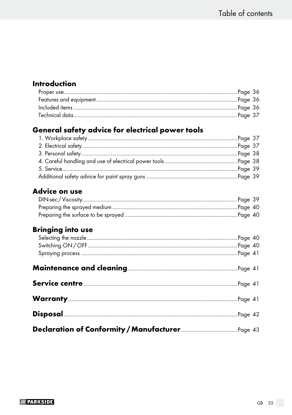 Parkside PFS 100 B2 User Manual | Page 35 / 44