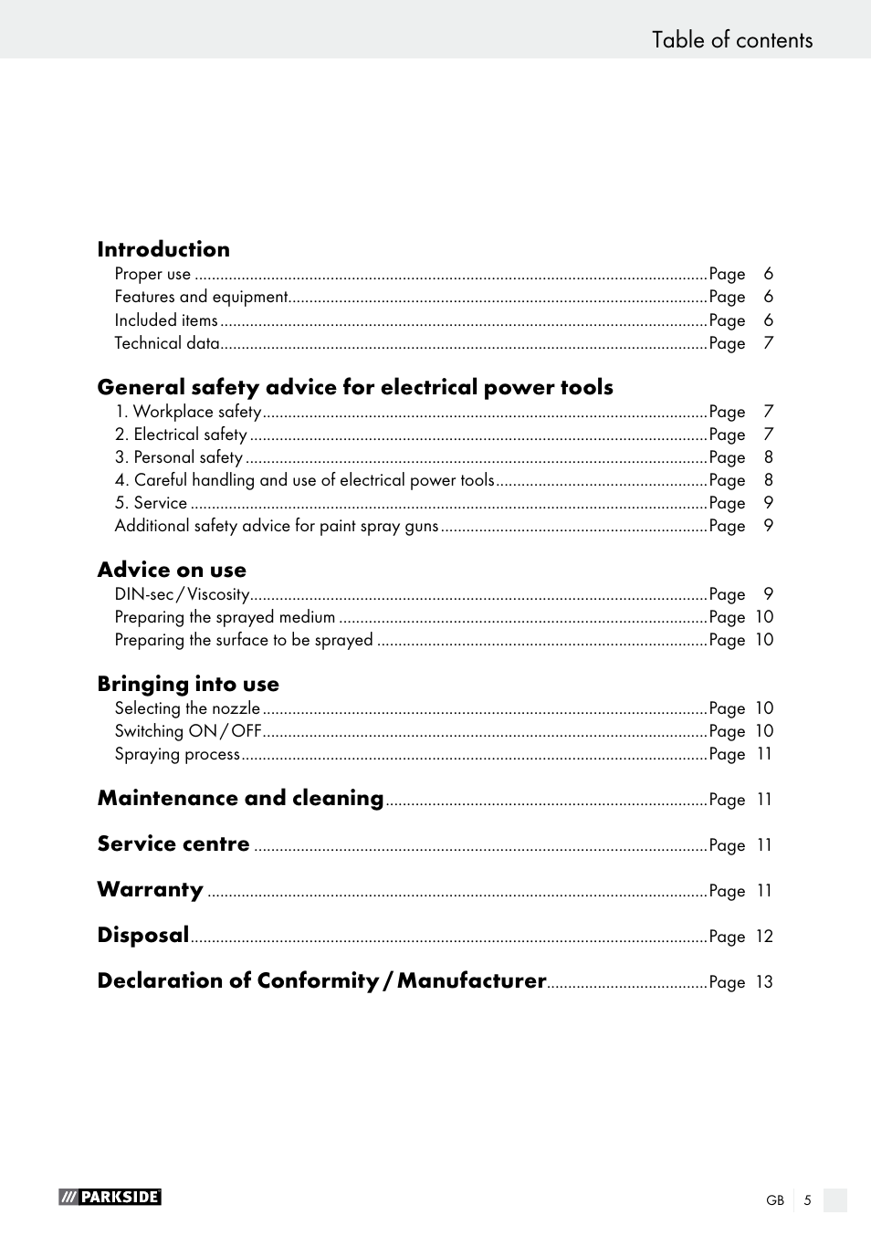 Parkside PFS 100 B2 User Manual | Page 5 / 72