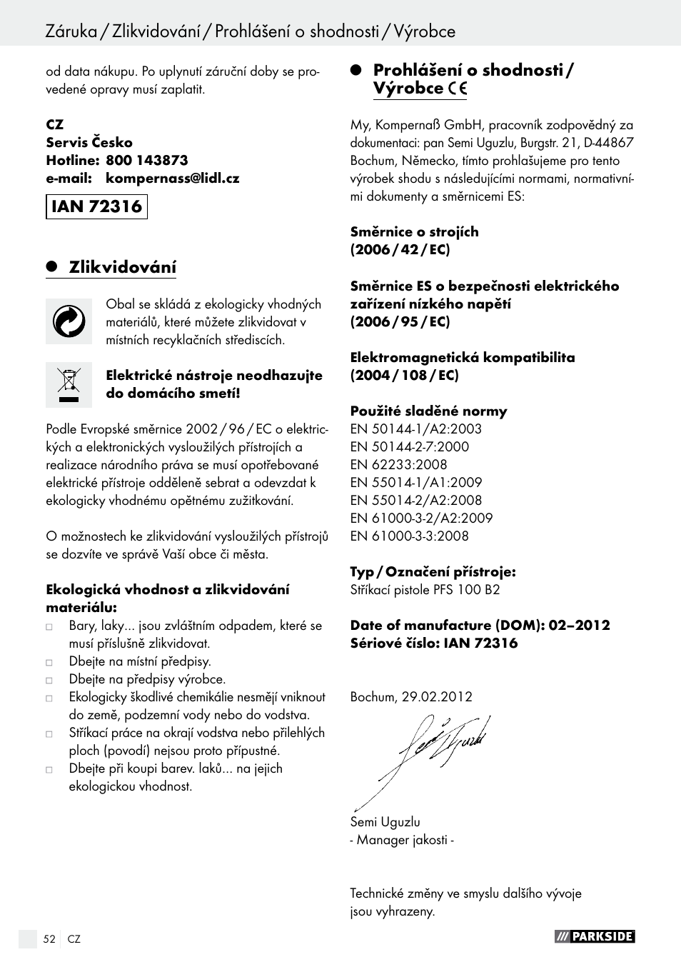 Parkside PFS 100 B2 User Manual | Page 52 / 72