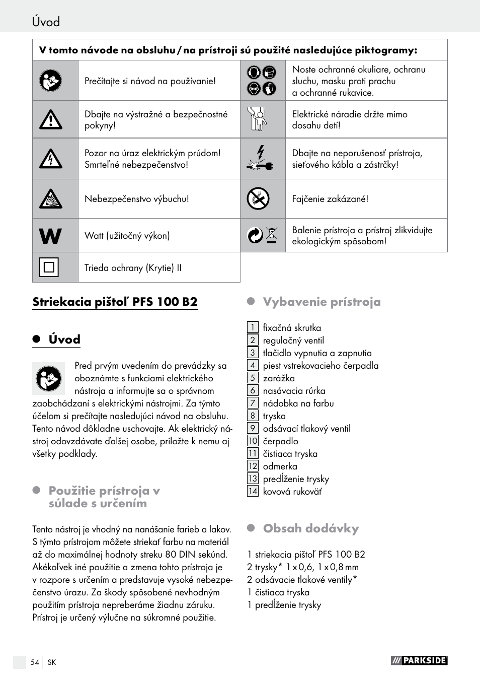 Parkside PFS 100 B2 User Manual | Page 54 / 72