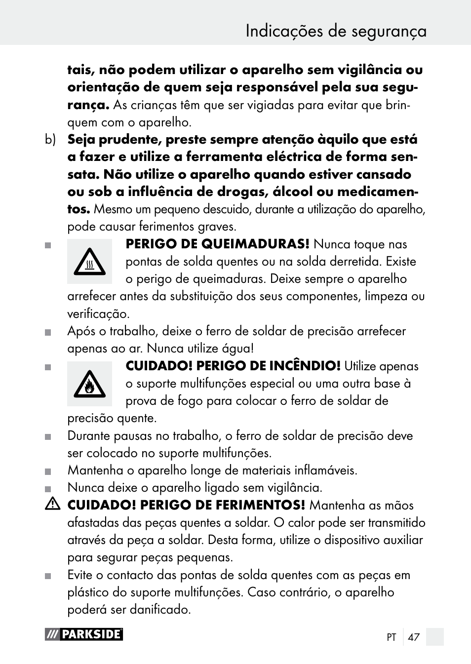 Indicações de segurança | Parkside PLBS 30 A1 User Manual | Page 47 / 90