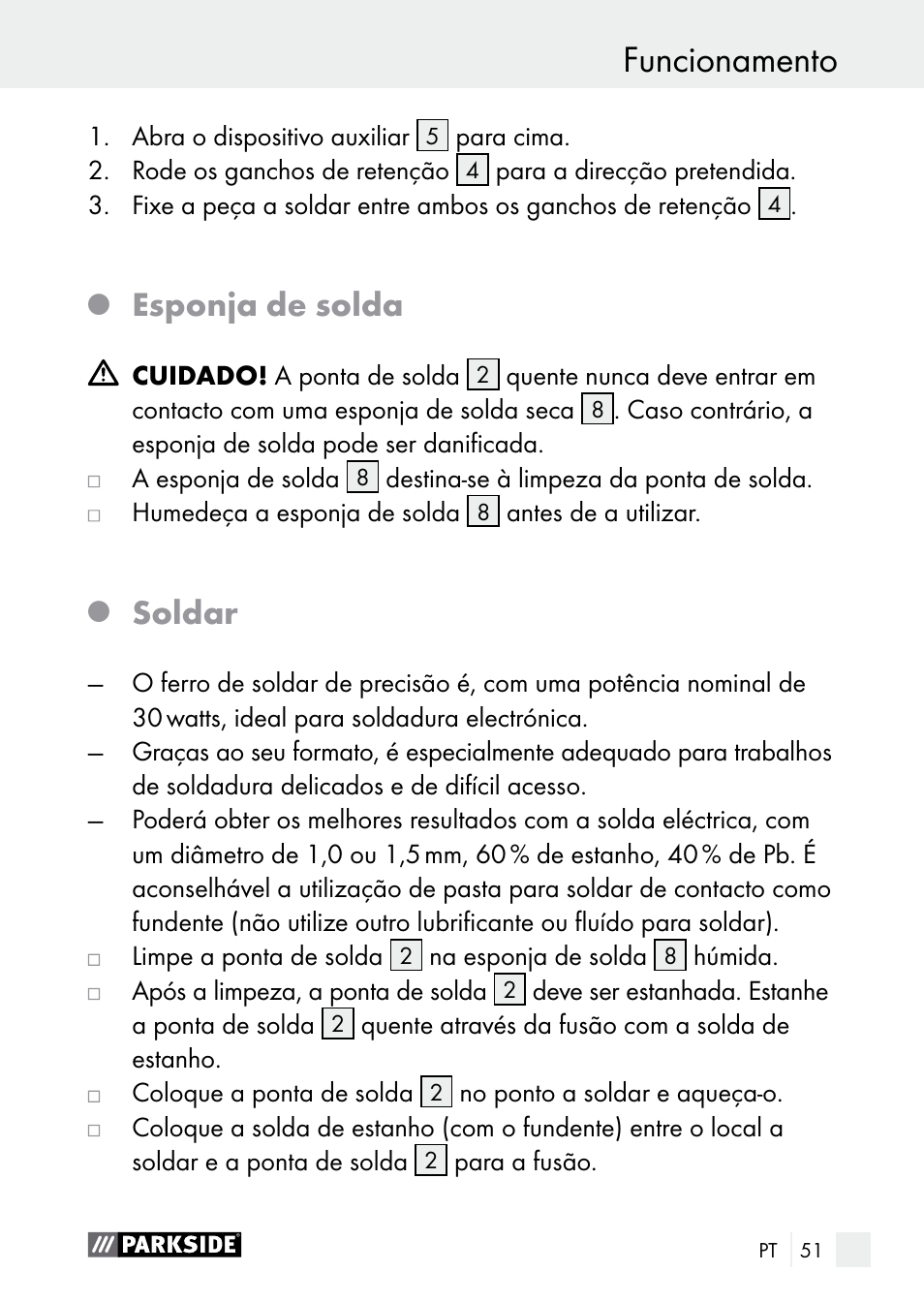 Esponja de solda, Soldar | Parkside PLBS 30 A1 User Manual | Page 51 / 90