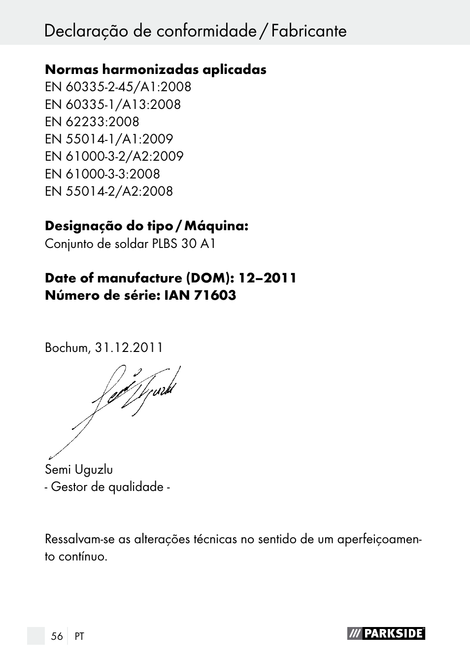 Parkside PLBS 30 A1 User Manual | Page 56 / 90