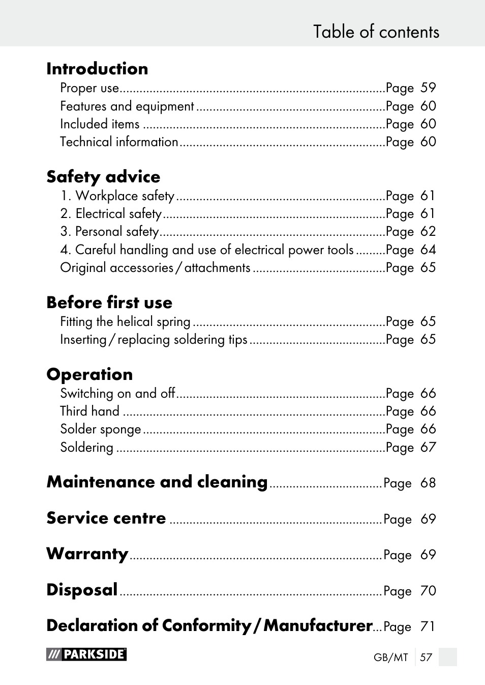 Parkside PLBS 30 A1 User Manual | Page 57 / 90