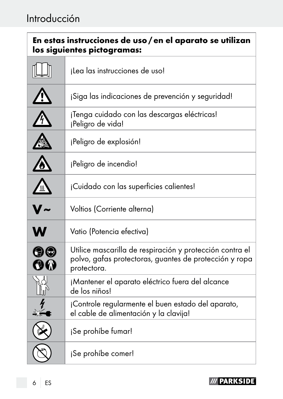 Introducción | Parkside PLBS 30 A1 User Manual | Page 6 / 90