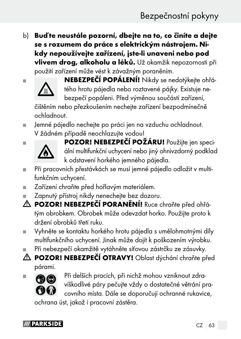 Bezpečnostní pokyny | Parkside PLBS 30 A1 User Manual | Page 63 / 106