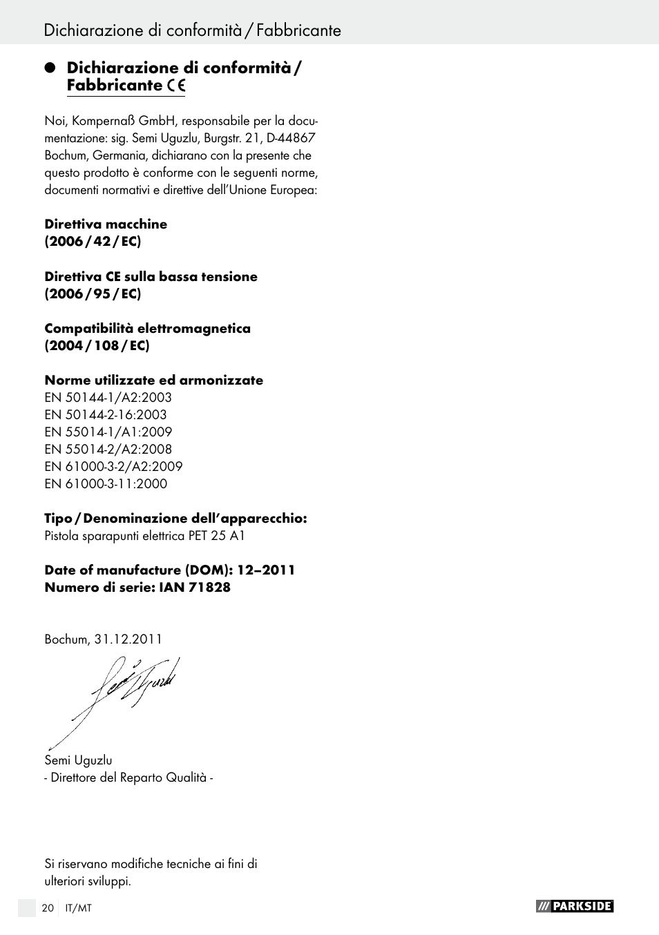 Parkside PET 25 A1 User Manual | Page 20 / 37