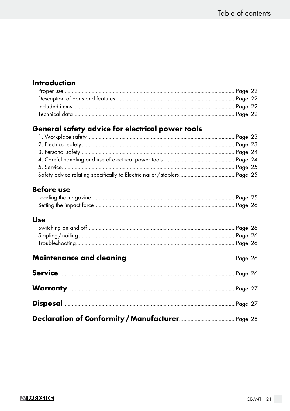 Parkside PET 25 A1 User Manual | Page 21 / 37