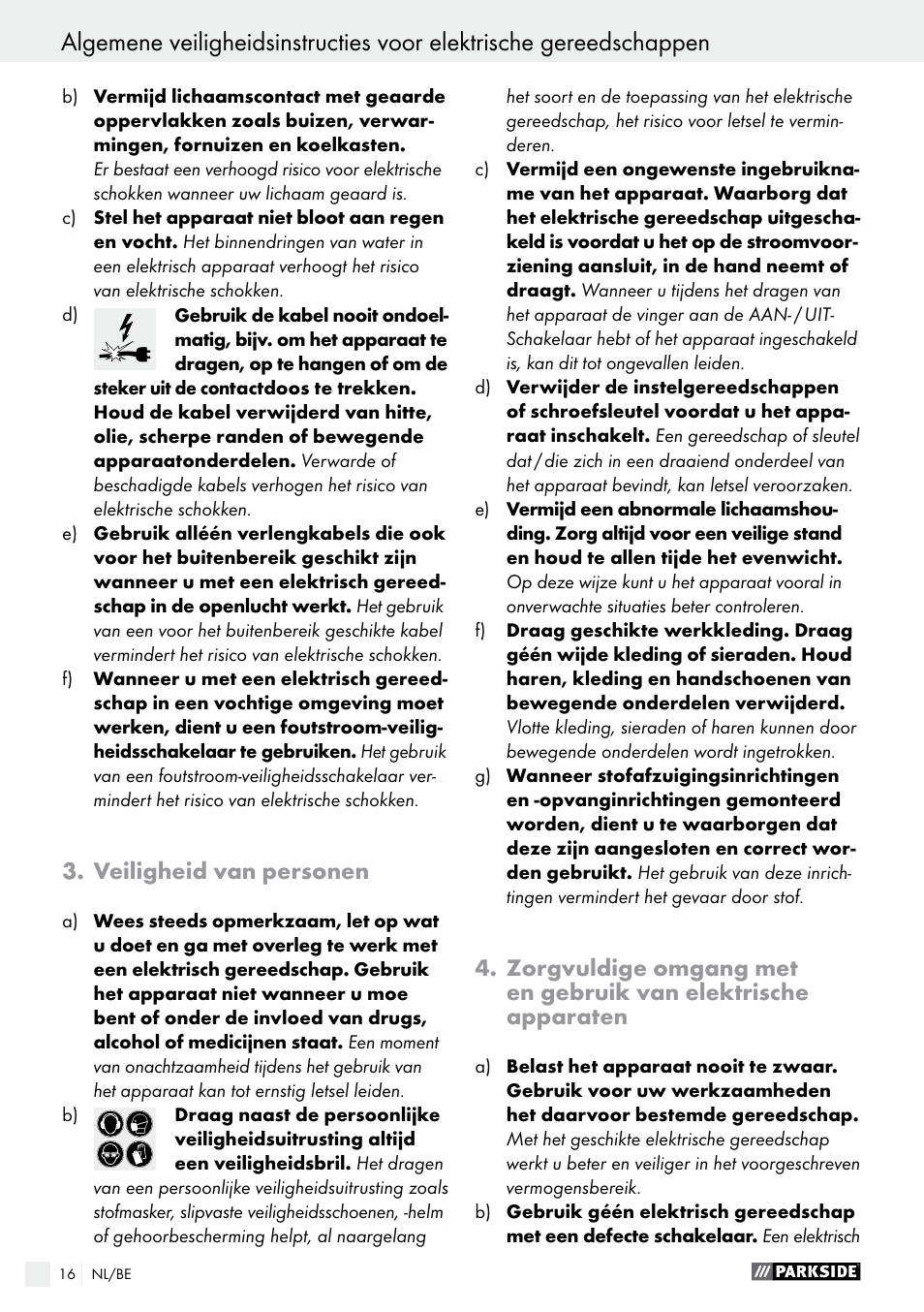 Veiligheid van personen | Parkside PET 25 A1 User Manual | Page 16 / 37
