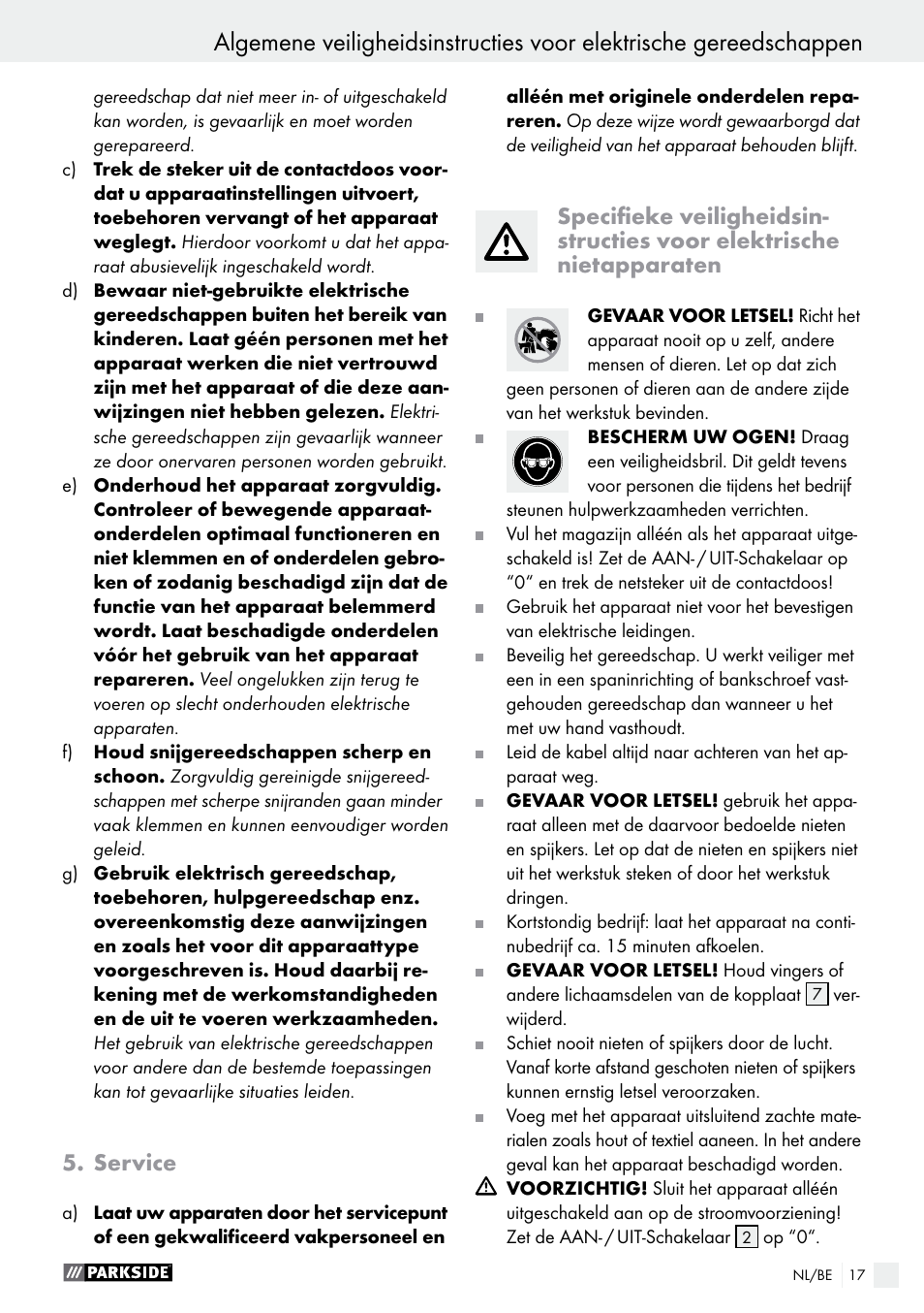Service | Parkside PET 25 A1 User Manual | Page 17 / 37