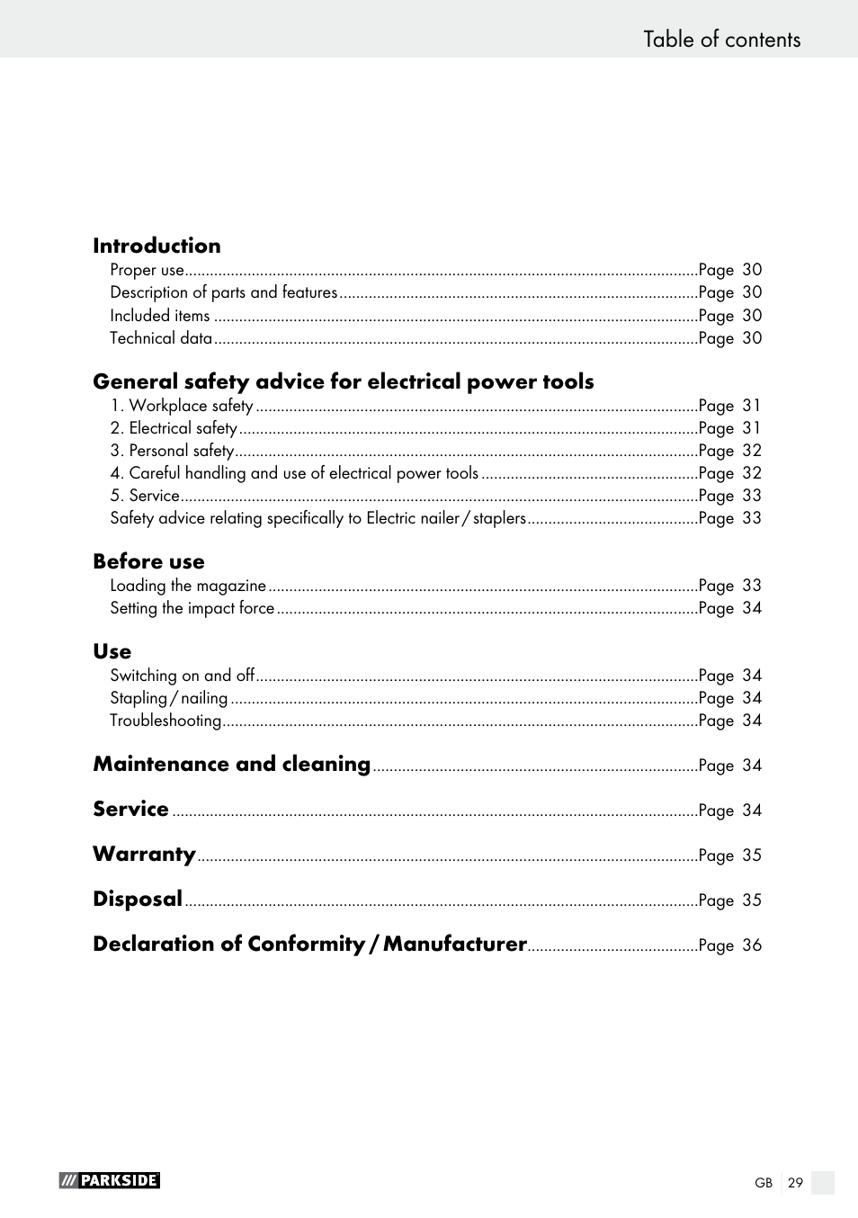 Parkside PET 25 A1 User Manual | Page 29 / 37