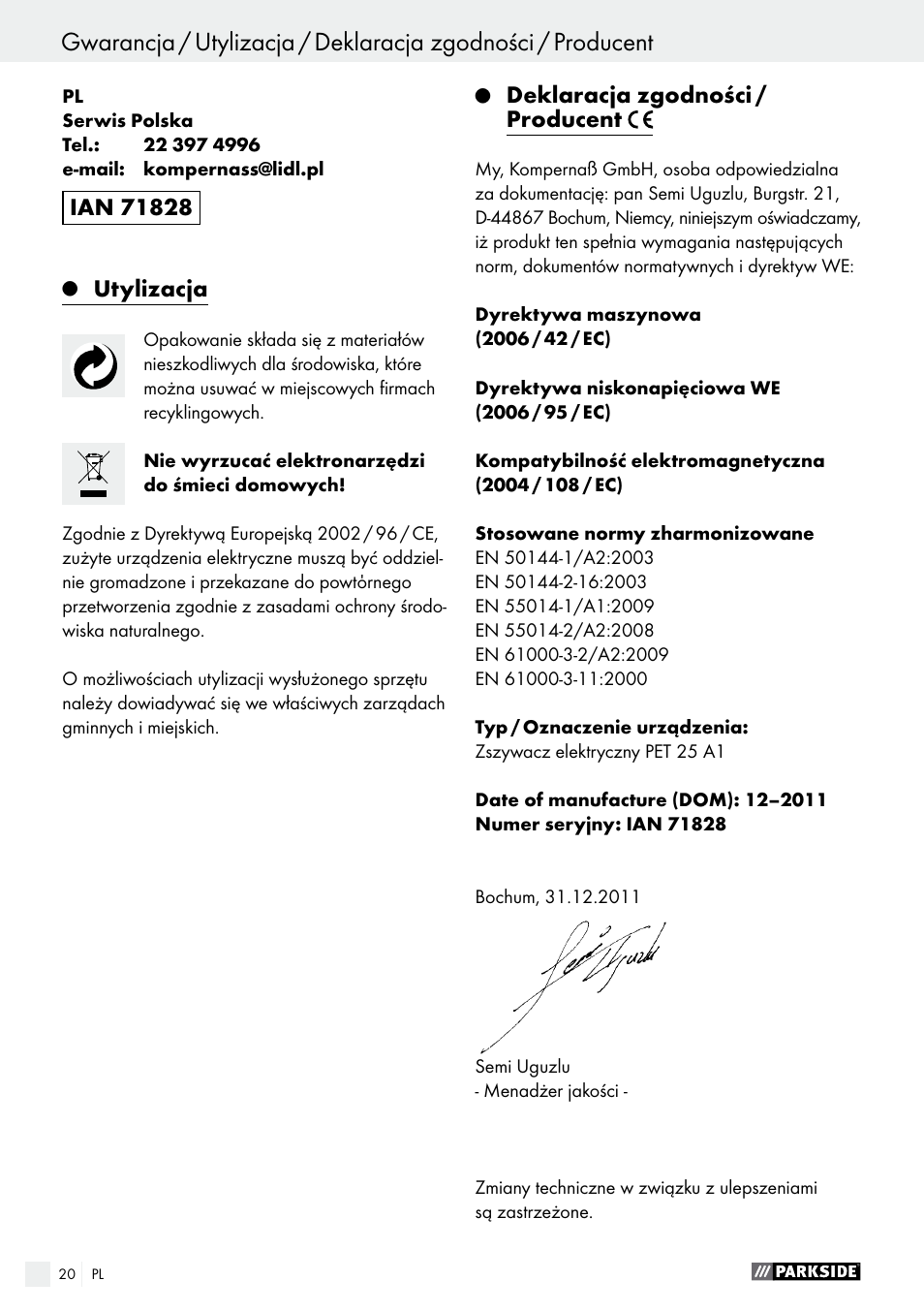 Parkside PET 25 A1 User Manual | Page 20 / 45